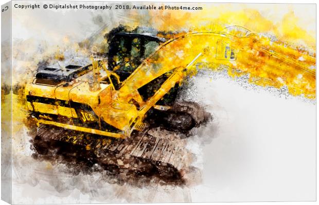 Unleashing the Power of JCB Excavator Canvas Print by Digitalshot Photography