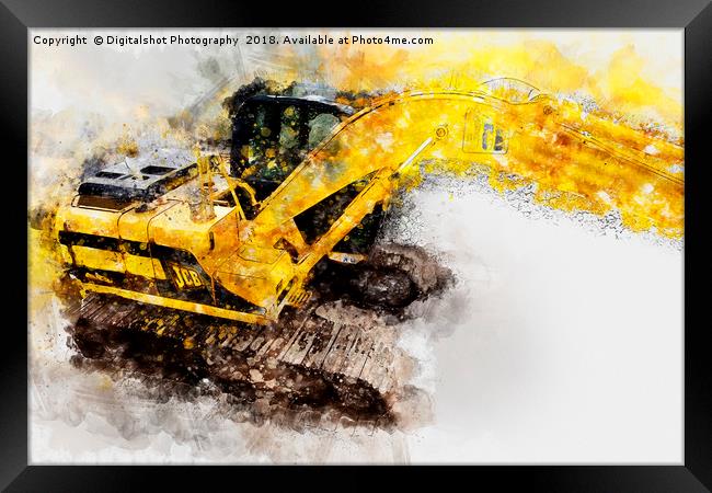Unleashing the Power of JCB Excavator Framed Print by Digitalshot Photography