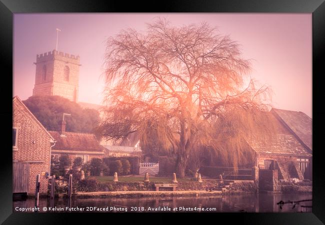 Morning Mist Willow Tree Framed Print by Kelvin Futcher 2D Photography