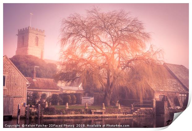 Morning Mist Willow Tree Print by Kelvin Futcher 2D Photography