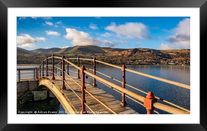 Padarn Lake Footbridge Llanberis  Framed Mounted Print by Adrian Evans