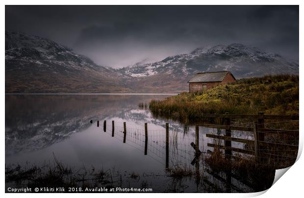 Boathouse at Loch Arklet Print by Angela H