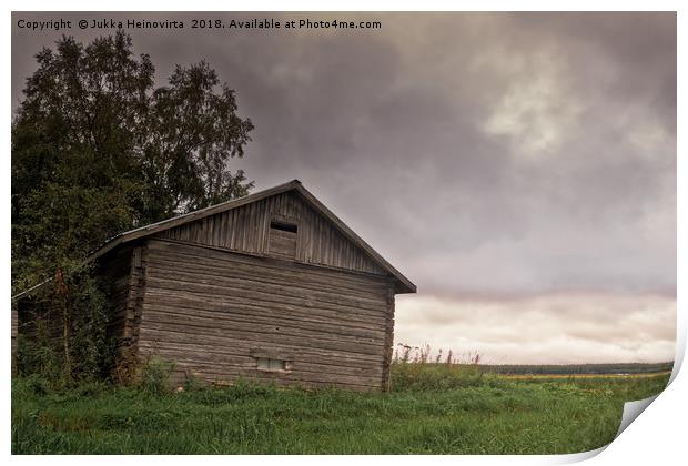 Dramatic Clouds Over The Barn House Print by Jukka Heinovirta