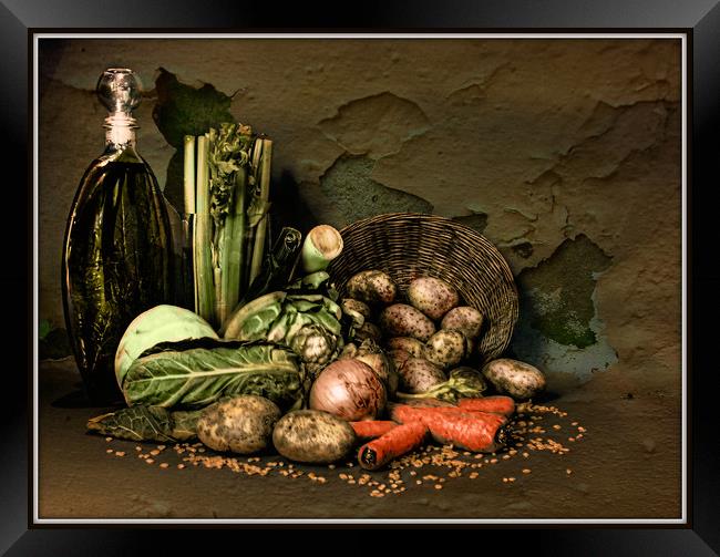 Still life with vegetables. Framed Print by Irene Burdell