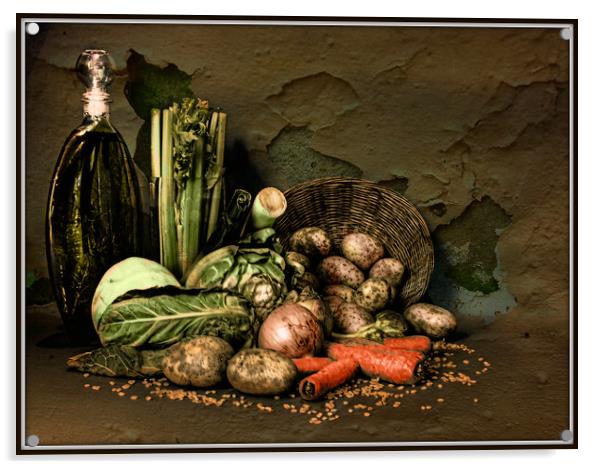 Still life with vegetables. Acrylic by Irene Burdell