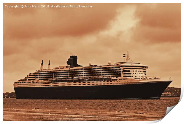 Queen Mary 2 Print by John Wain