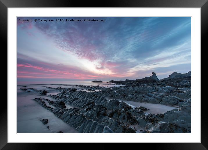 Hartland Quay Sunset. Framed Mounted Print by Tracey Yeo