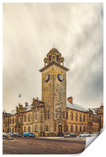Clydebank Town Hall Corner Print by Antony McAulay