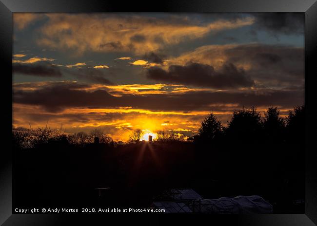 Sun Setting Over Braunstone Framed Print by Andy Morton