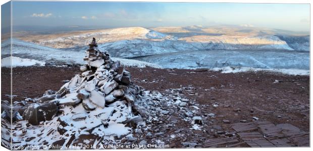 Fan Fawr and Craig y Fro in Winter. Canvas Print by Philip Veale
