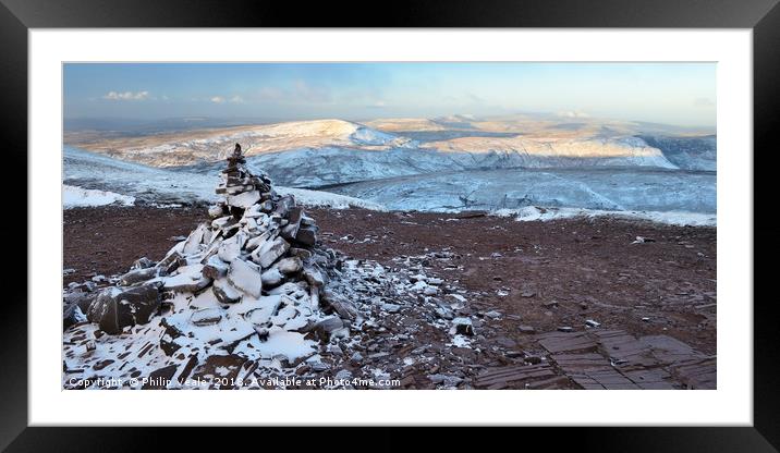 Fan Fawr and Craig y Fro in Winter. Framed Mounted Print by Philip Veale