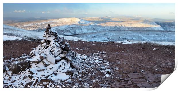 Fan Fawr and Craig y Fro in Winter. Print by Philip Veale