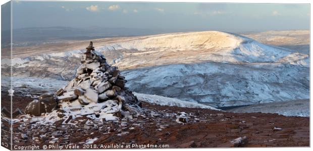 Fan Fawr's Snow Covered Peak. Canvas Print by Philip Veale