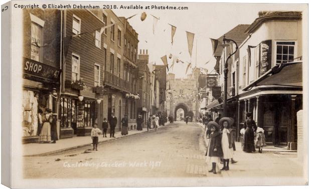 St Peter's Street and Westgate Towers, Canterbury Canvas Print by Elizabeth Debenham