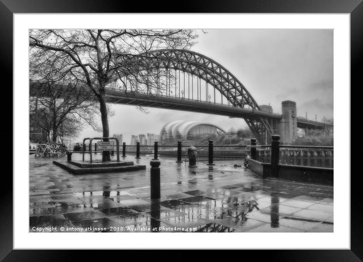 Newcastle Toon in Black and White Framed Mounted Print by Antony Atkinson