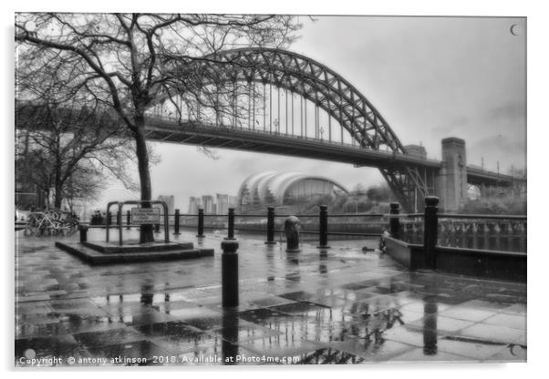 Newcastle Toon in Black and White Acrylic by Antony Atkinson