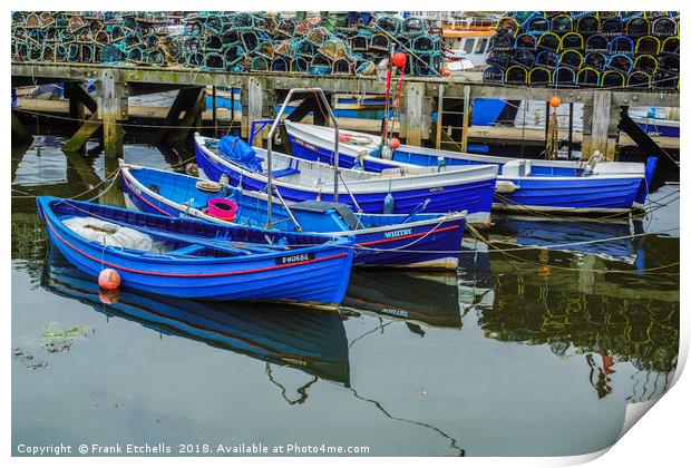 Four Tethered Boats, Whitby Print by Frank Etchells