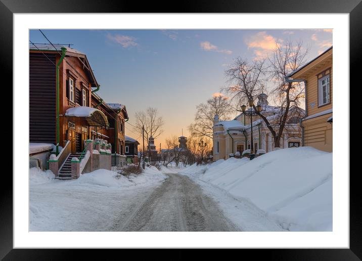 The ancient street of the Siberian town Framed Mounted Print by Dobrydnev Sergei