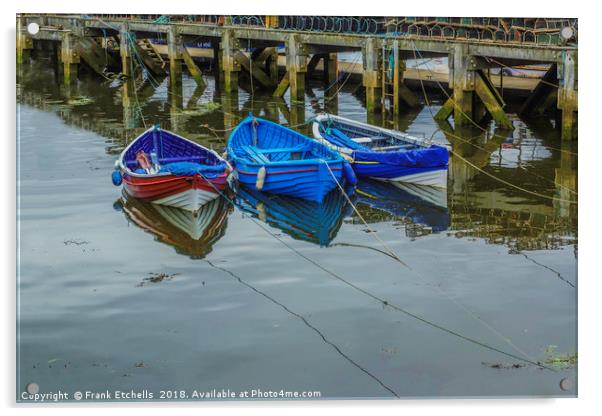 Three Tethered Boats, Whitby. Acrylic by Frank Etchells
