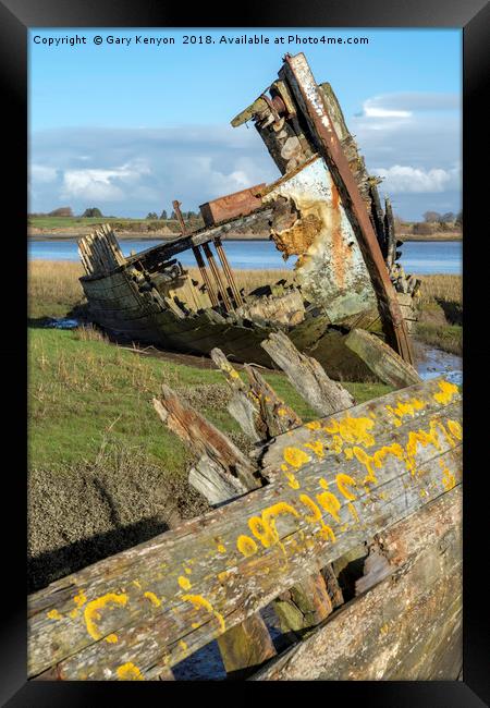Abandonded Boats On The River Wyre Framed Print by Gary Kenyon