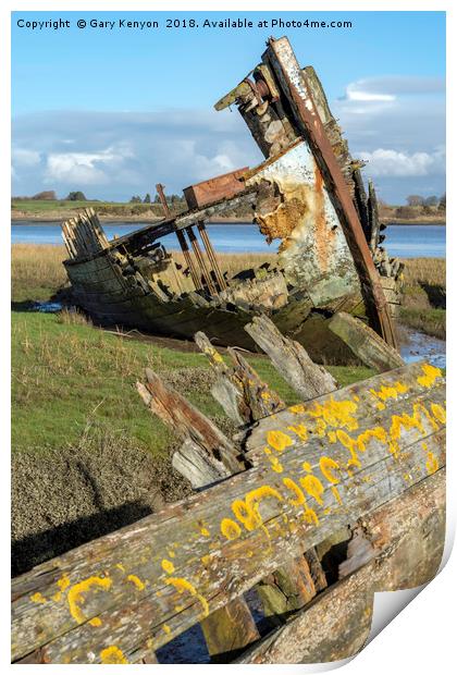 Abandonded Boats On The River Wyre Print by Gary Kenyon