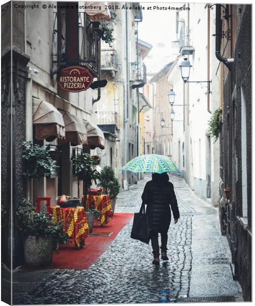 Quaint Italian damp street Canvas Print by Alexandre Rotenberg