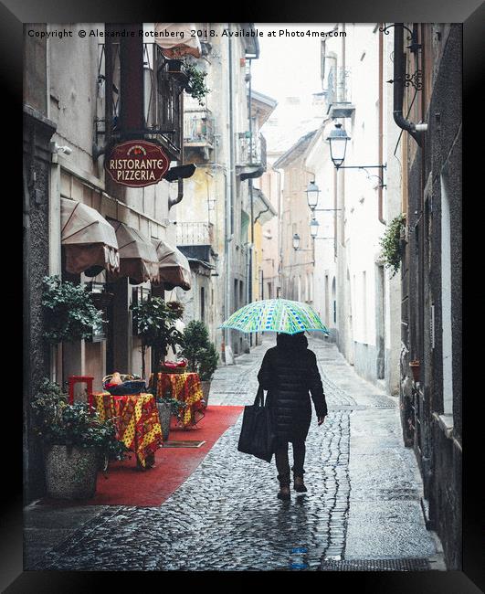 Quaint Italian damp street Framed Print by Alexandre Rotenberg