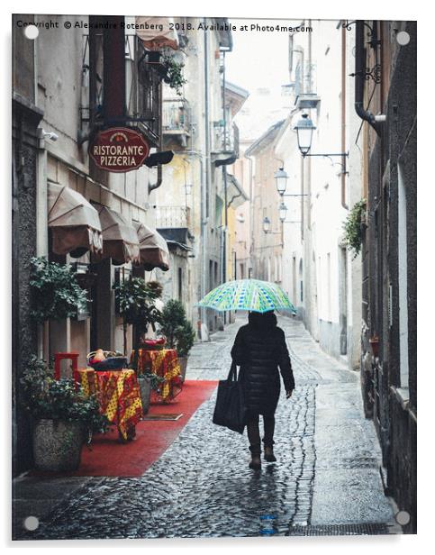 Quaint Italian damp street Acrylic by Alexandre Rotenberg