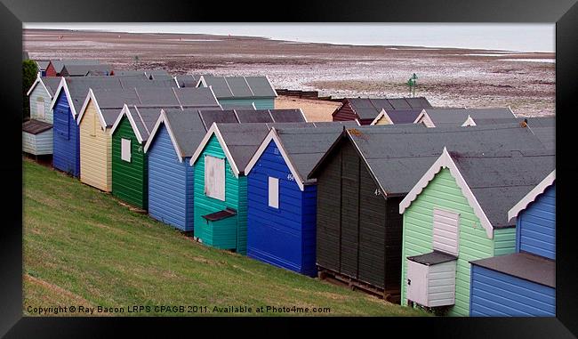 BEACH HUTS AT WEST MERSEA, ESSEX Framed Print by Ray Bacon LRPS CPAGB