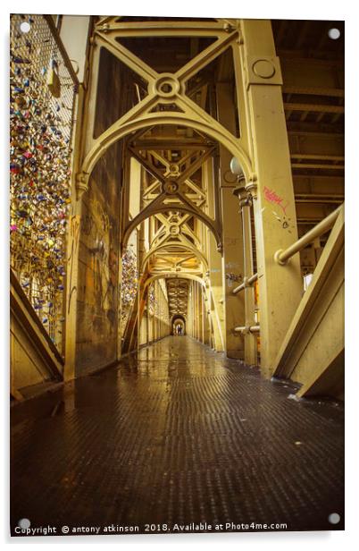 Newcastles Golden Bridge  Acrylic by Antony Atkinson