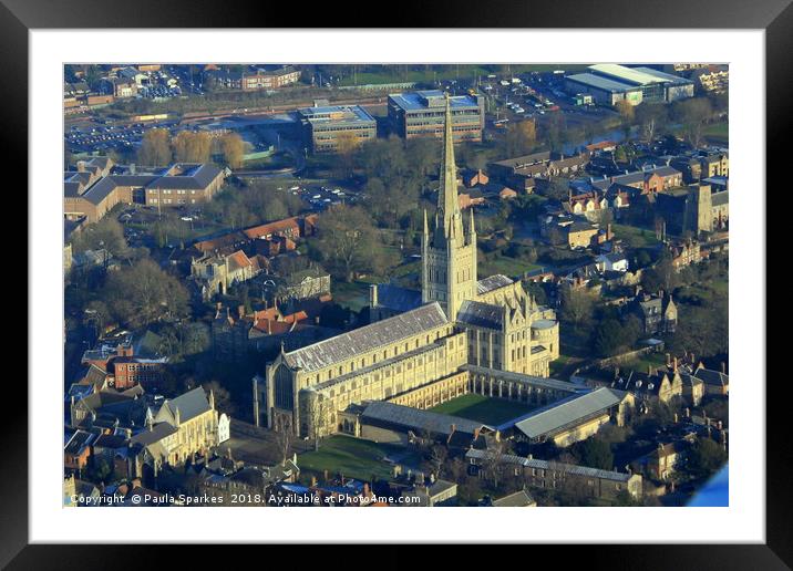 Norwich Cathedral from a Tiger Moth Framed Mounted Print by Paula Sparkes
