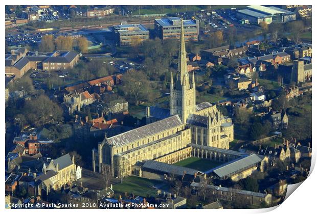 Norwich Cathedral from a Tiger Moth Print by Paula Sparkes