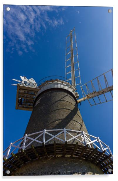 Bircham Windmill under blue Norfolk skies Acrylic by Clive Wells