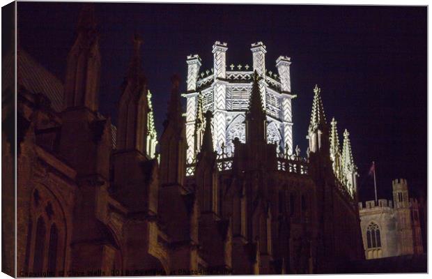 Octagon Tower of Ely Catherdral at night Canvas Print by Clive Wells
