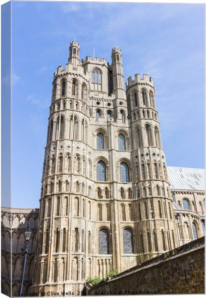 The West Tower of Ely Cathredal Canvas Print by Clive Wells