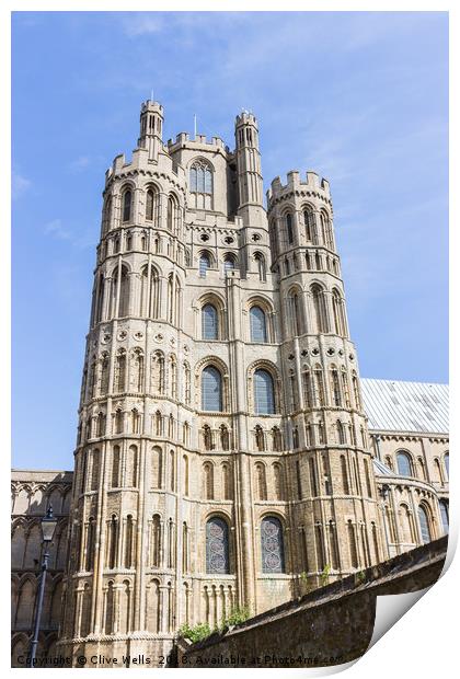 The West Tower of Ely Cathredal Print by Clive Wells