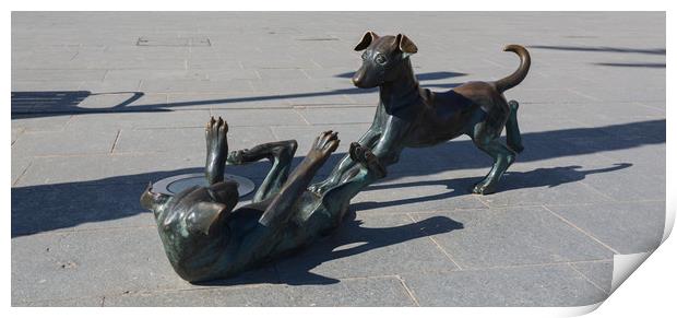 bronze dogs santa eulalia, ibiza Print by kevin murch