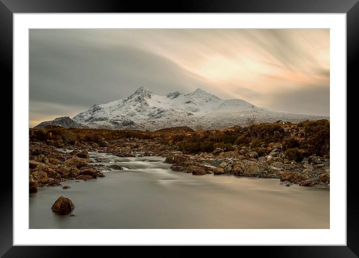 Sgurr nan Gillean and The River Sligachan Skye Framed Mounted Print by Derek Beattie