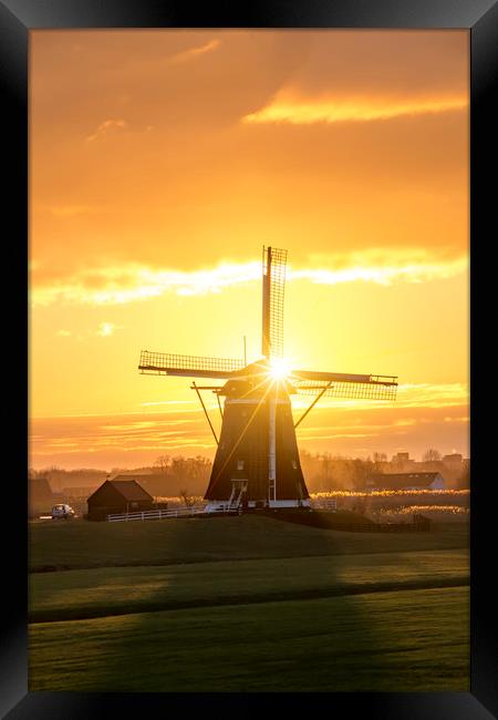 Sunrise windmill Framed Print by Ankor Light
