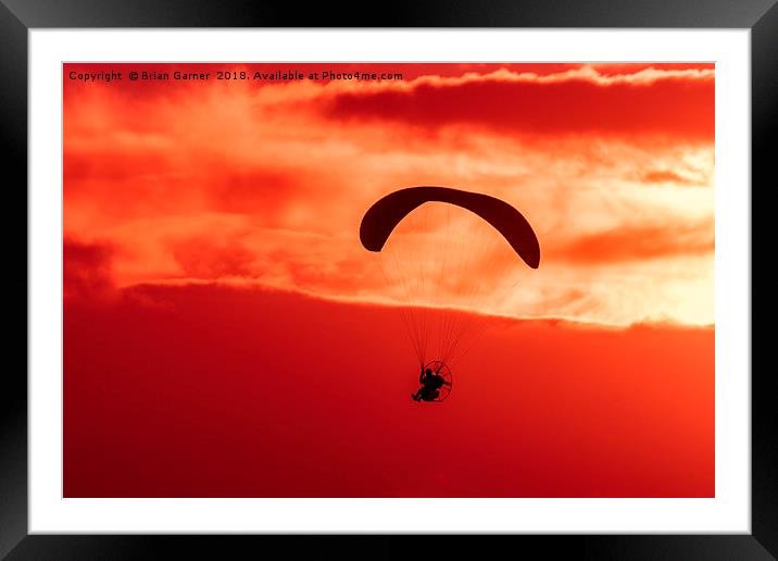 Hang Glider Sunset Framed Mounted Print by Brian Garner