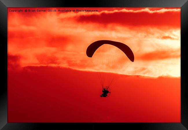 Hang Glider Sunset Framed Print by Brian Garner