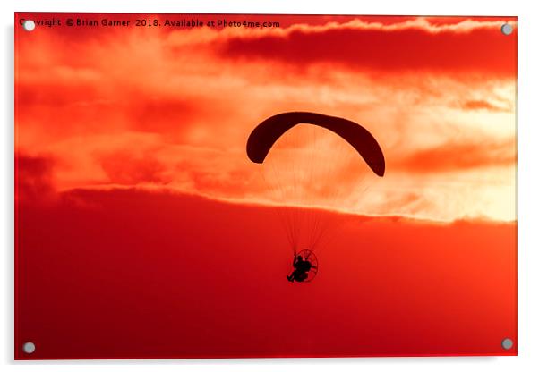 Hang Glider Sunset Acrylic by Brian Garner