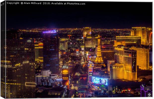 Las Vegas from the Sky Canvas Print by Alain Millward