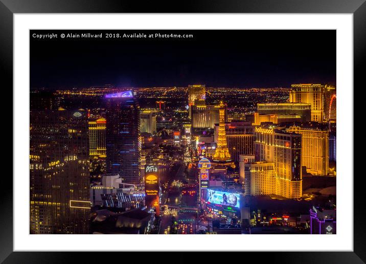 Las Vegas from the Sky Framed Mounted Print by Alain Millward