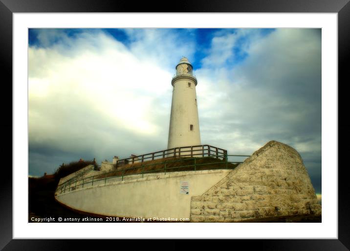St Marys Lighthouse at Tynmouth Whitley bay Framed Mounted Print by Antony Atkinson