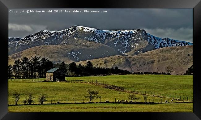 Snow capped Blencathra, Lake District Framed Print by Martyn Arnold
