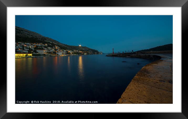 Dubrovnik Moonrise  Framed Mounted Print by Rob Hawkins