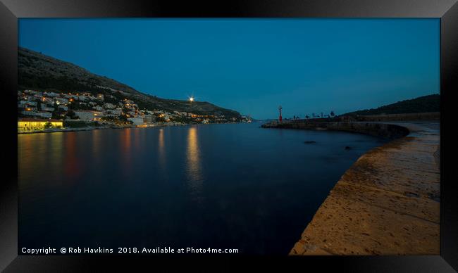 Dubrovnik Moonrise  Framed Print by Rob Hawkins