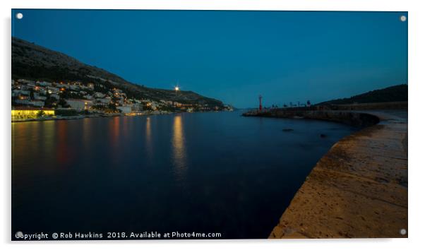 Dubrovnik Moonrise  Acrylic by Rob Hawkins