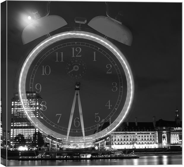 Tick Tock - London Eye Clock Canvas Print by peter tachauer